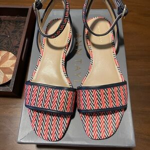 NWT Ann Taylor Adley Woven Women's Red and Navy Blue Sandals